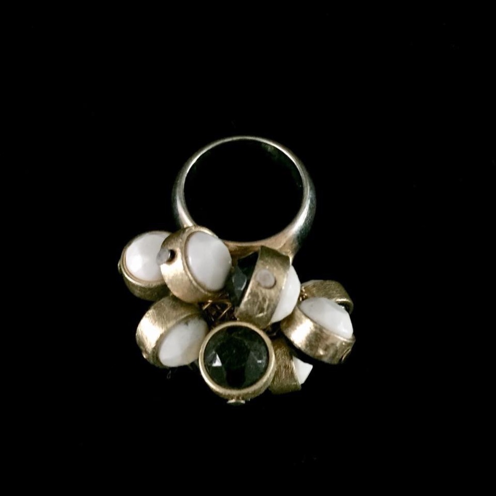 White and black bead ring